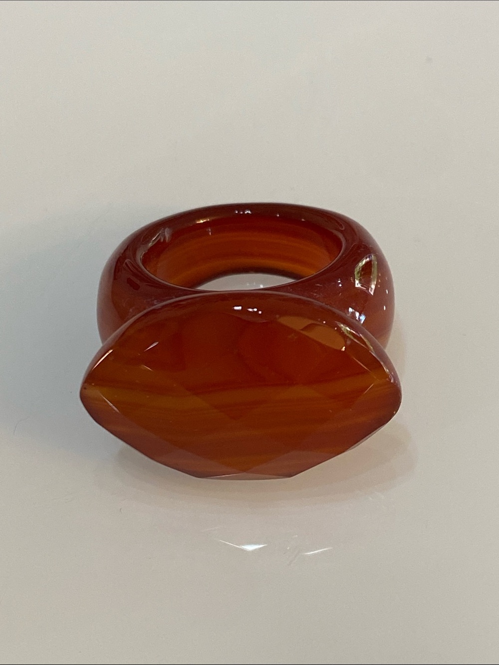 SOLID CARVED RED AGATE CARNELIAN RING